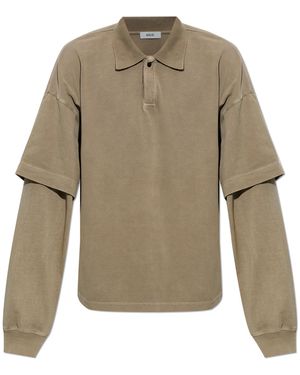 Agolde Long-Sleeve Polo - Natural