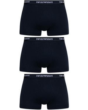 Emporio Armani Three-Pack Of Cotton Boxer Briefs - Blue