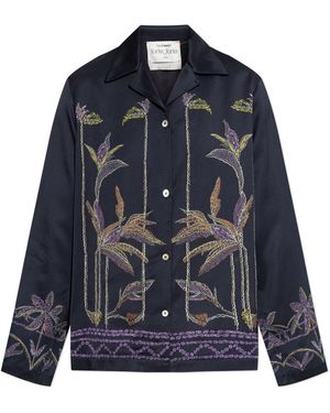 forte_forte Satin Shirt With Print - Blue