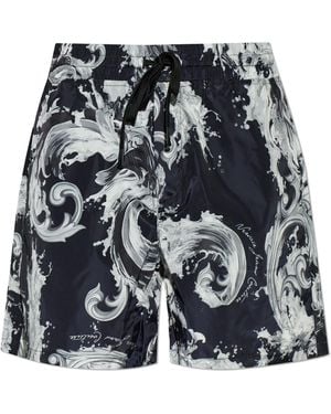 Versace Jeans Couture Shorts With 'Barocco' Print - Black