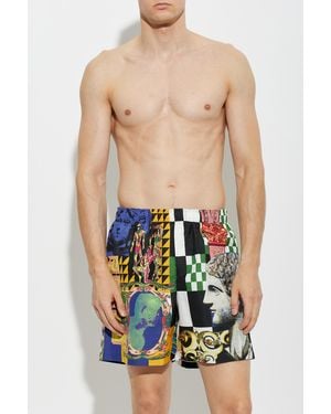 Versace Swim Shorts With "Medusa Collage" Print - Blue