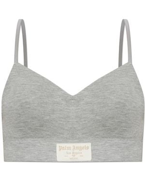Palm Angels Bra With Logo - Grey