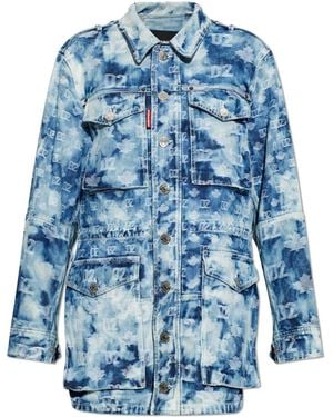 DSquared² Denim Jacket With Monogram - Blue