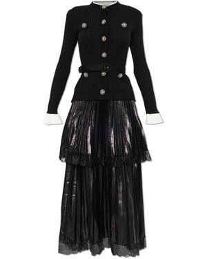 Self-Portrait Two-Piece Dress With Pleated Skirt - Black