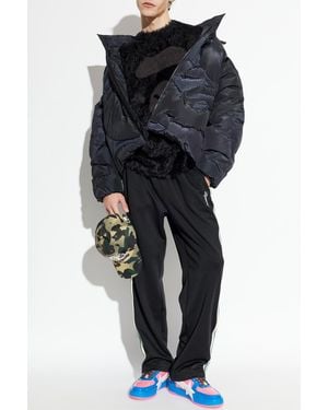 A Bathing Ape Quilted Jacket With Detachable Hood - Black
