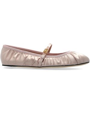 Dolce & Gabbana Satin Ballet Flats - Natural