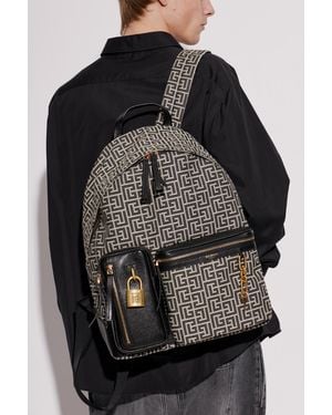 Balmain 'Pulse' Backpack With Monogram - Black