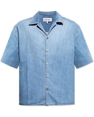 Loewe Denim Shirt With Short Sleeves - Blue