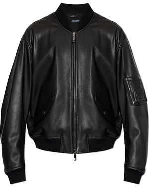Dolce & Gabbana Leather 'Bomber' Jacket - Black