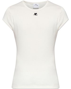 Courreges T-Shirt With Embroidered Logo - White
