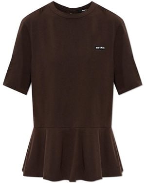 ROTATE BIRGER CHRISTENSEN Peplum T-Shirt - Brown