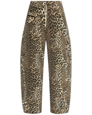 Ganni Animal Print Trousers - Brown