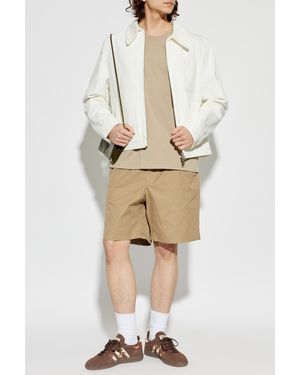 Ami Paris Cotton Shorts With Pockets - Natural