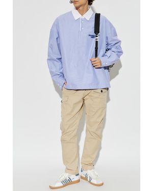 DSquared² Cotton Polo Shirt With Printed Logo - Blue
