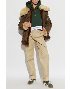 DSquared² Jacket With Fur Trim - Natural