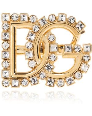 Dolce & Gabbana Ring With Shimmering Crystals - Metallic