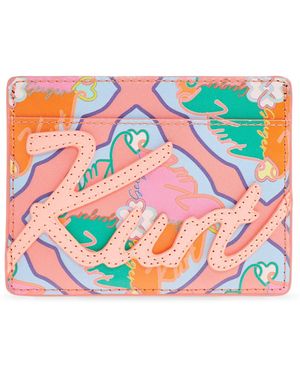 Kurt Geiger Leather Cardholder With Logo - Red