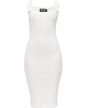 Versace Jeans Couture Dress With Decorative Buckles On The Straps - White