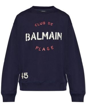 Balmain Sweatshirt With Printed Logo - Blue