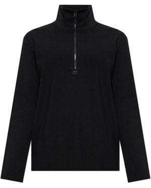 Courreges Wool Jumper With Stand-Up Collar - Black