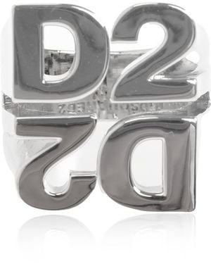 DSquared² Signet Ring With Logo - Metallic