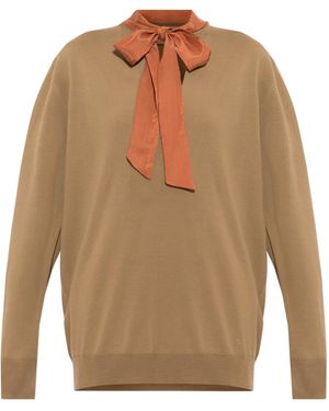 Valentino Garavani Wool Jumper With Scarf - Natural