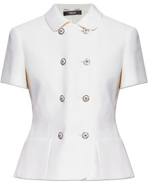 Versace Double-Breasted Blazer With Short Sleeves - White