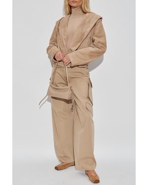 Alaïa Suede Jacket With Hood - Natural