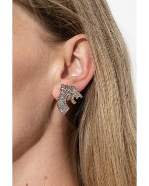 Ferragamo Earrings With Shimmering Crystals - Brown