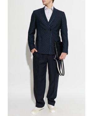 Etro Double-Breasted Wool Blazer - Blue