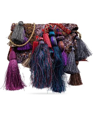 Dries Van Noten Clutch With Fringes - White