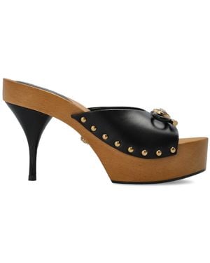 Versace Opera Bow Platform Slides - Black