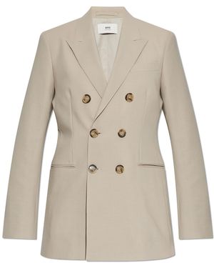 Ami Paris Double-Breasted Blazer - Natural