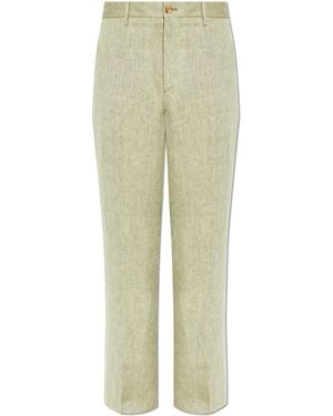 Etro Linen Trousers With A Herringbone Pattern - Green