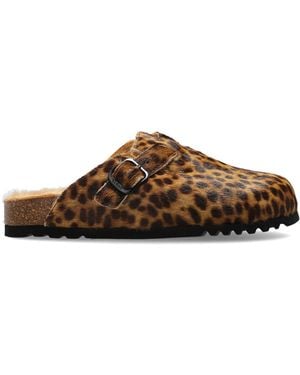 Scholl Leather Slides 'Fae New F' - Brown