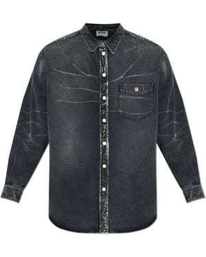 Moschino Denim Shirt With Logo - Grey