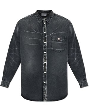 Moschino Denim Shirt With Logo - Grey