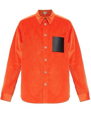 Loewe Corduroy Shirt With Logo - Orange