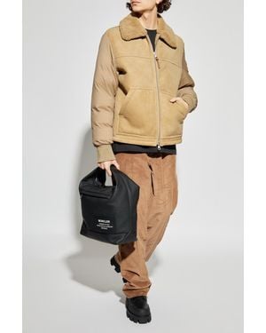 Moncler Puffer Leather Jacket 'Tonnay' - Natural