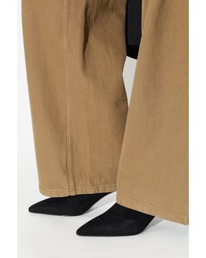 Furla Suede Heeled Ankle Boots 'Aria' - Natural