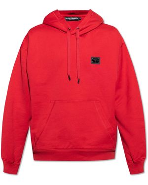 Dolce & Gabbana Jersey Hoodie With Branded Tag - Red