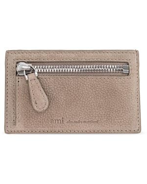 Ami Paris Leather Card Holder - Grey