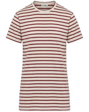 Jil Sander Cotton Dress With Striped Pattern - Red