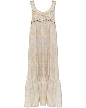 Chloé Silk Dress With Floral Motif - White