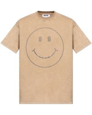Moschino T-shirt From The 'smiley' Collection, - Natural