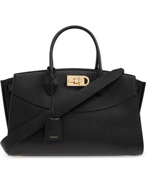 Ferragamo Shoulder Bag "noth-south Hobo Large", - Black