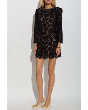 Self-Portrait Lace Dress With Long Sleeves - Black