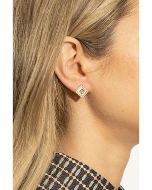 Fendi Logo-Shaped Earrings - Natural