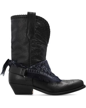 Golden Goose Heeled Ankle Boots 'Wish Star Low With Threads And Stra' - Black