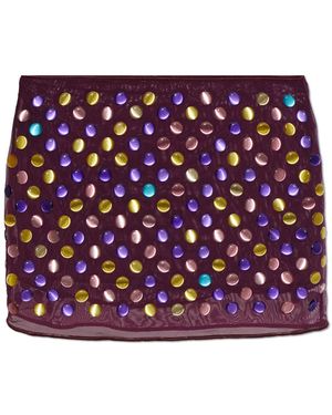 Oséree Short Skirt With Colourful Appliqués - Red